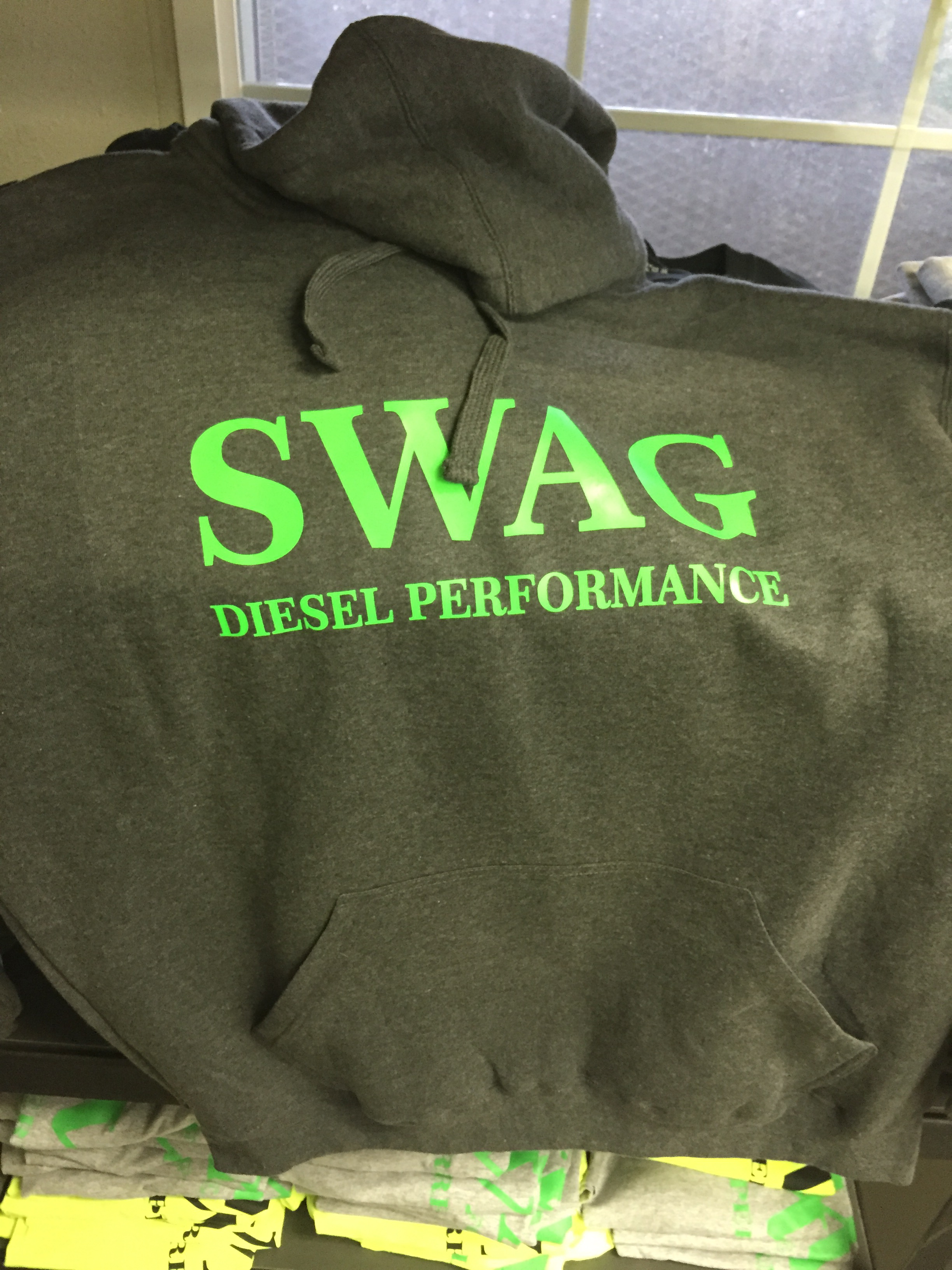 SWAG DIESEL SWEAT SHIRT GREY WITH NEON GREEN INK